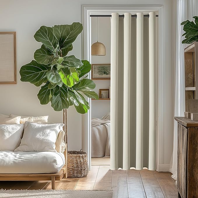 ChrisDowa Blackout Curtains 120 Inches Long for Living Room, Grommet Thermal Insulated Room Darkening Curtains for Bedroom (1 Panel Set, Beige, 52W x 120L)