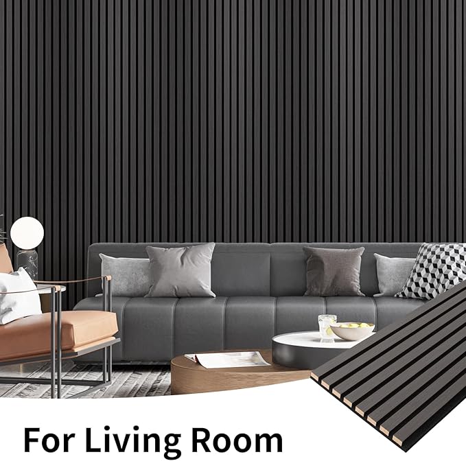 Art3dwallpanels Wood Slat Wall Panel, 108'' x 13'' Wood Panels for Wall 2 Pack 3D Soundproof Wall Panels, Large Acoustic Panels for Interior Ceiling and Wall Decor Noise Reduction,Smoky Wood