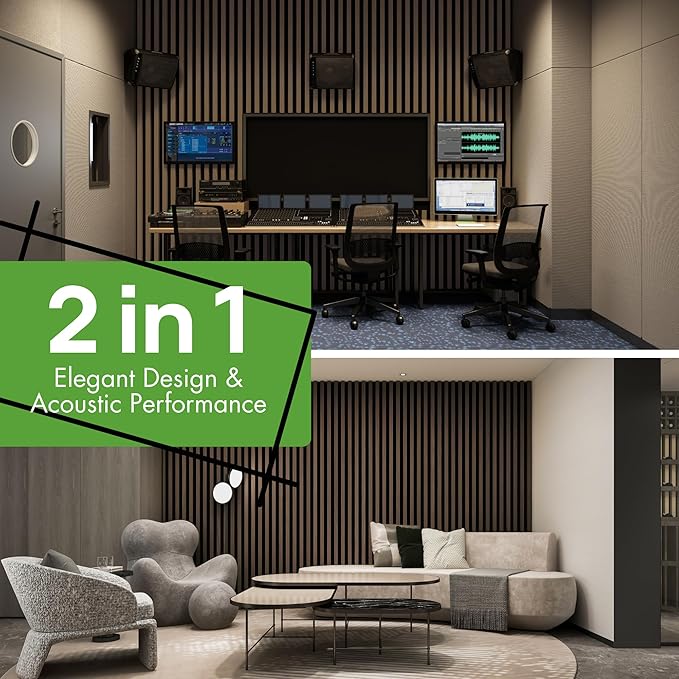 Art3d 4-Pack 12" x 93" Soundproof Wood Slat Panels, 31 sq.ft Acoustic Wall Panels, 3D Wall Panels with Wood Slat Design, Decorative Wood Wall Panel for Accent Walls-Deep Walnut