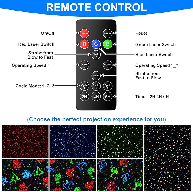 Christmas Laser Projector Light Outdoor, RGB 3 Colors Laser Lights with 24 Patterns, IP65 Waterproof Star Projector Firefly Moving Lights Show Decor for Garden Yard Christmas Halloween Holiday Party