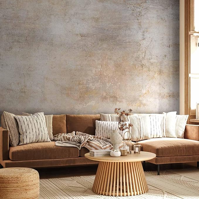 artgeist Wall Mural Abstract 116x83 in - Peel and Stick Self-Adhesive Wallpaper Removable Large Sticker Foil Wall Decor Print Design Mural Background Gold Concrete Look f-A-10084-a-a