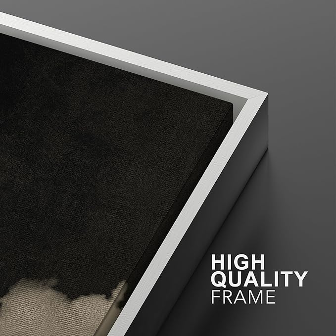 MUDECOR Framed Canvas Print Wall Art Dramatic Cloudscape Black and Beige Sky Illustrations Realism Decorative for Living Room, Bedroom, Office - 24"x36"x3 White