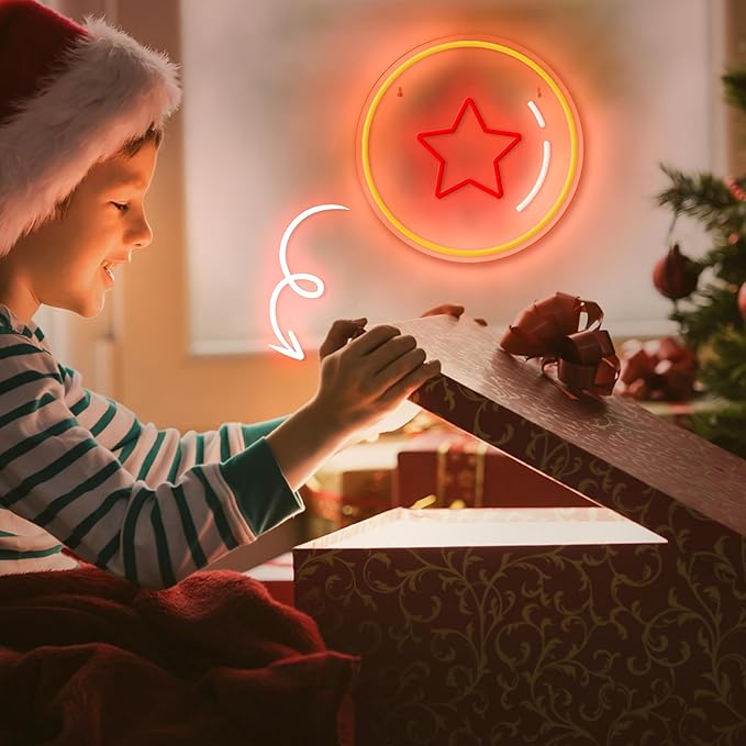 Anime Neon Sign, One Star Ball Neon Signs for Wall Decor, Dimmable Acrylic Neon Lights for Bedroom Livingroom Game Room Man Cave Birthday Party Decorations Gift