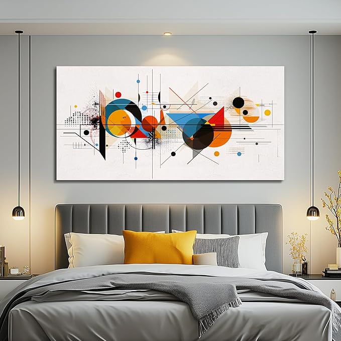 KELIYUAN Large Wall Decor For Living Room Canvas Wall Art For Bedroom Room Minimalism Abstract Geometric Color Line Pictures Wall Paintings Artwork Office Mural Modern Aesthetic Decoration 30"x60"