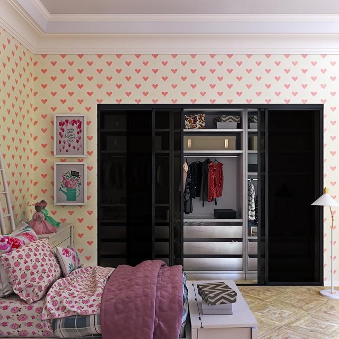 4 Panel Glass Room Divider and Sliding Glass Closet Doors - Smoked Frosted Partition Wall - Clear, Smoked and Frosted Glass Sliding Doors Options (Smoked Glass, 96x96)