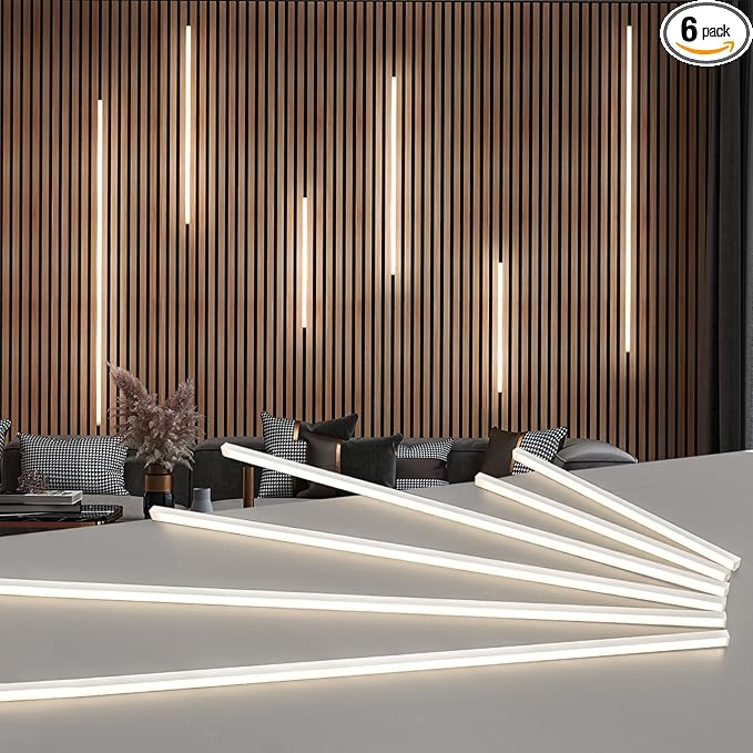 Art3d LED Recessed Lighting Kit - 6pcs Self-Adhesive White LED Light with Smart Switch, 3000k Touching Switch Light for Wood Slat Wall Panels Headboards Home Decor - Housing White