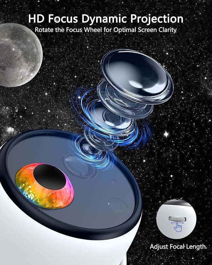 3D Galaxy Projector, Star Projector with 65+ Dynamic Scenes, HD Planetarium Projector Night Light with Bluetooth Speaker for Room, Gift for Kids Adults, Relaxing Ambiance