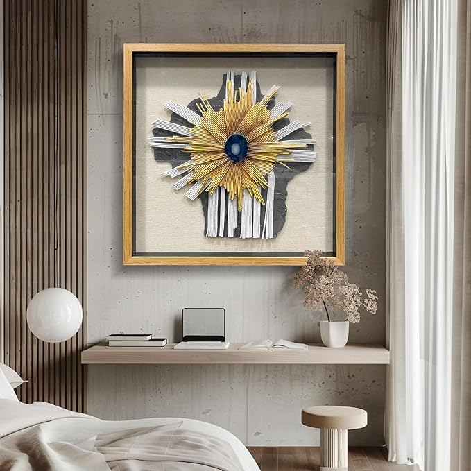 LIUZEYUE - Handmade paper art, artificial gemstone piece 3D mural living room modern wall decoration 59"x59"