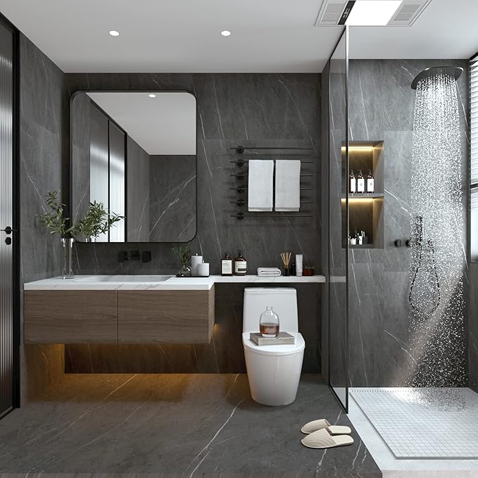 ANDY STAR Black Bathroom Mirrors for Wall, 22X30 Inch Rounded Rectangle Mirror, Matte Black Bathroom Vanity Mirror, Tube Metal Framed Wall-Mounted Mirror Horizontally or Vertically