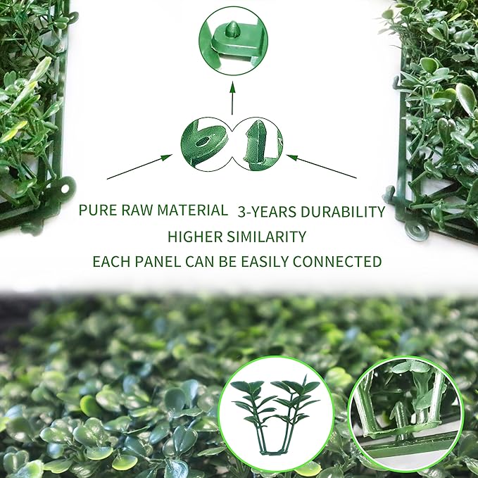 Artificial Grass Wall Panels Backdrop,10"x 10"(12Pcs) Faux Boxwood Panels for Outdoor Indoor Green Wall Decor,Party Wedding Garden Fence Decorations