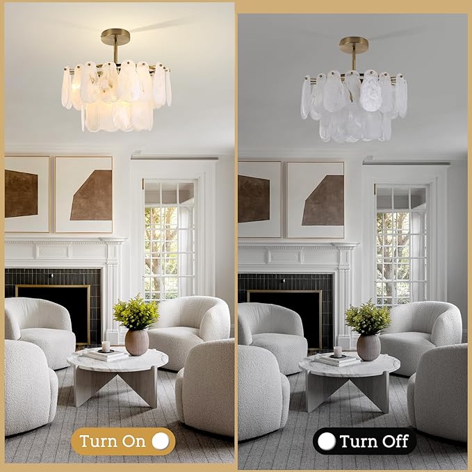 Modern Gold Chandeliers, 17.7" Luxury Cloud Glass Light Fixture, 2-Layer Round Ceiling Hanging Light Fixture for Bedroom Dining Room Kitchen Island Living Room Entryway Bar Farmhouse 6-Light