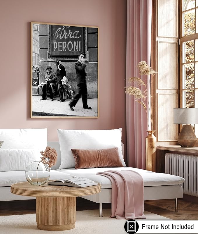Poster Master Vintage Photograph Poster - Travel Print - Men in a Street of Napoli, Italy, Black & White, Minimalist - Gift for Artist, Friend - Wall Decor for Home, Office, 24x32 Unframed Wall Art