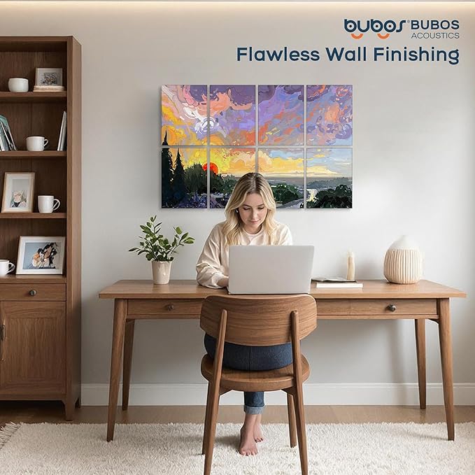 BUBOS 8 Pack Art Acoustic Panels Soundproof Wall Panel,47.2X31.4 Inches Sound Absorbing Panel,Self-Adhesive Decorative Acoustical Wall Panels, Acoustic Treatment for Ceiling Home Office(Oil Painting)