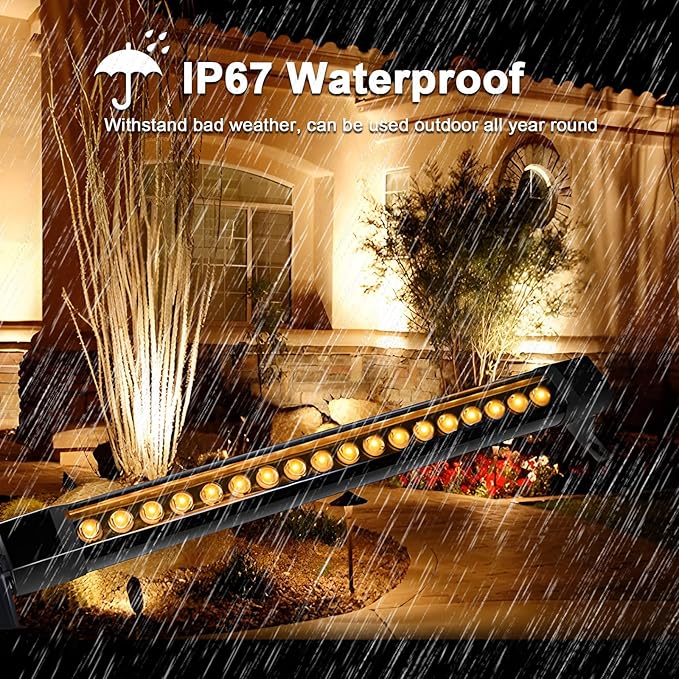 36W LED Wall Washer Light Bar, 2FT 2700K Warm White Outdoor Wall Washer Lights, 120V Waterproof IP67 LED Light Bar for Outdoor, Plug-in (2 Pack)