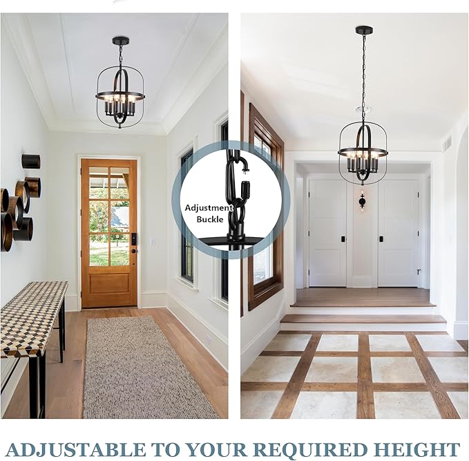 Black Chandelier-6 Light,Modern Farmhouse Chandeliers for Dining Room Light Fixture Entryway Industrial Rustic Geometric Hanging Foyer Lighting Fixtures Kitchen Chandelier for Bedroom Hallway