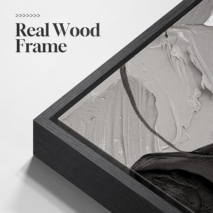 Large Framed Black and White Modern Abstract Vertical Wall Art for Living Room, Canvas Prints Paintings Artwork for Walls, Minimalist Gray Pictures for Hallway Stair Office Wall Decor 40x60 In