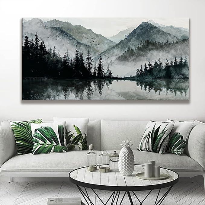 Modern Wall Art Natural Home Wall Decorations Canvas Art Wall Decor Prints Mountain Lake View Landscape Large Wall Art For Living Room Bedroom Kitchen Office Artwork Decor 29"×58"