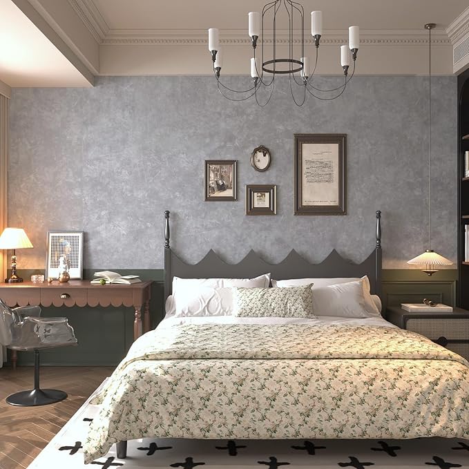 JSEVEM 31"×157" Air Guide Design Extra Wide Thick Light Grey Concrete Wallpaper Peel and Stick Industrial Gray Concrete Contact Paper Vinyl Glossy Textured Adhesive Cement Sticker for Bedroom Walls