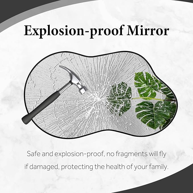 Bathroom Mirror - Black Irregular Wall Mirrors Decorative 26"x46" Asymmetrical Tempered Glass Aviation Aluminum Alloy Frame for Vanity, Bedroom, Living Room, Cloakroom, Entryway