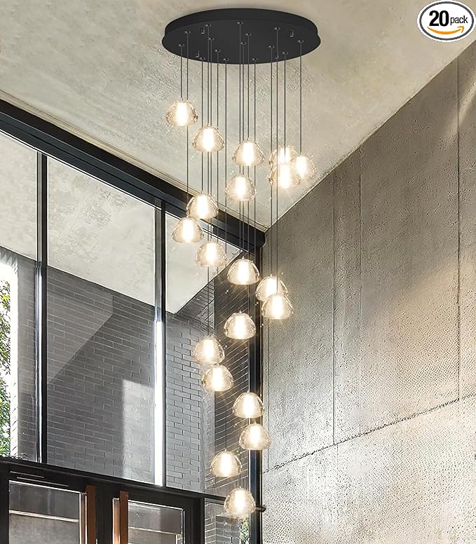 Modern Crystal Chandeliers LED Ceiling Lighting Foyer Large Ceiling Light for Staircase Living Room Hallway Entryway