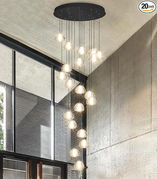 Modern Crystal Chandeliers LED Ceiling Lighting Foyer Large Ceiling Light for Staircase Living Room Hallway Entryway