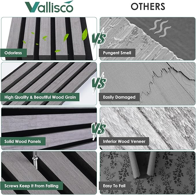 4-Piece Wood Slat Acoustic Panels for Stylish Interior Decor & Noise Reduction - 94.5" x 7.87" 3D Solid Wood Wall Panels for Ceiling and Wall, Covers 20.66 Sq Ft, Grey Oak