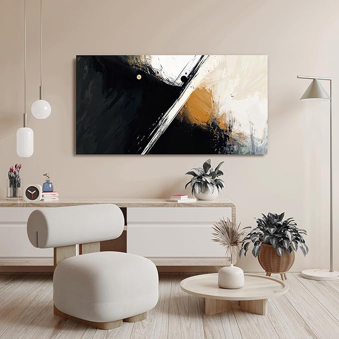 Canvas Wall Art Decor Wall Pictures for Living Room Abstract Canvas Art Wall Decor Black and White Wall Art Prints Modern Minimalist Wall Art Decorations Bedroom Home Aesthetic Wall Art Decor 20" X 40"