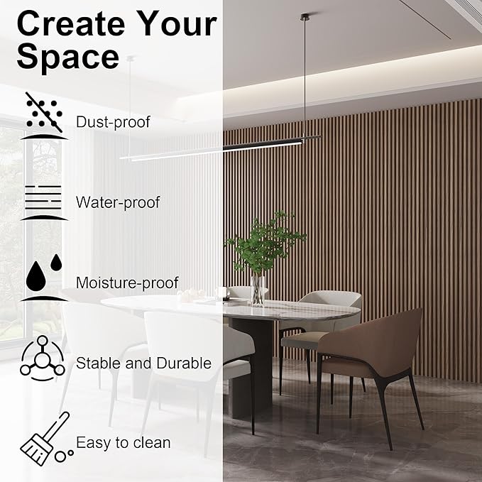 8-Pack WPC Slat Wall Panels - 3D Wall Panels, Water-Proof and Easy Installation, Accent Slat Wall Paneling for Living Room, Office,Walnut, 96 x 6.6 Inch