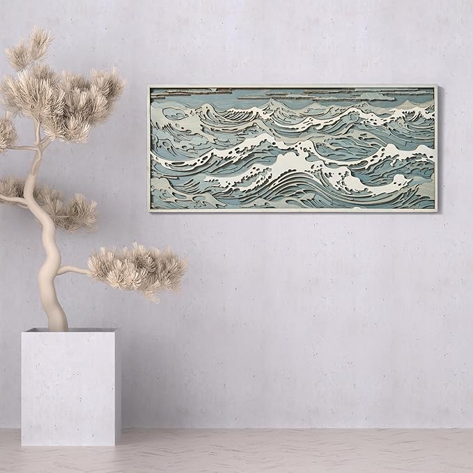 NEODECO Parametric Wood Waves wall decor, 3D wood wall sculpture, Waves in the Stormy Ocean Wood Wall Art, Abstract wall decor, Acoustic wall panel (Medium)