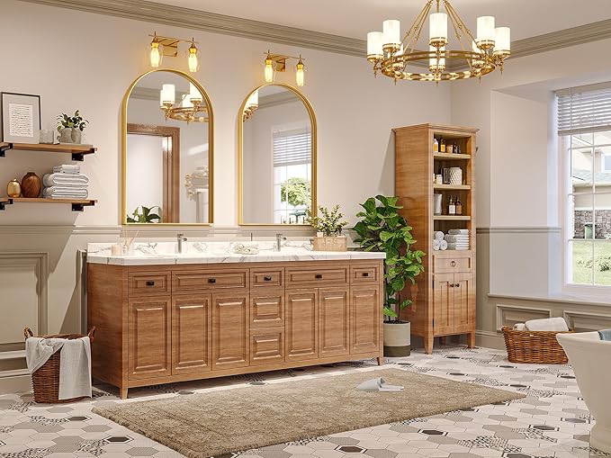 Brightify Arched Mirror, Arched Wall Mirror, 24 x 40 Inch Gold Arch Mirror, Metal Frame Gold Bathroom Mirror, Arched Top Bathroom Vanity Mirror for Living Room Bedroom Mantel Entryway Hallways