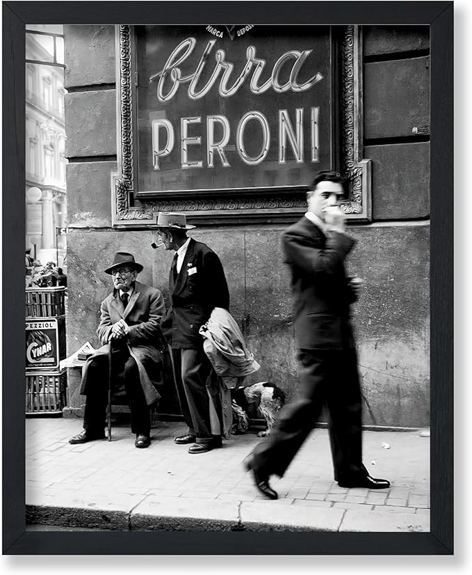 Poster Master Vintage Photograph Poster - Travel Print - Men in a Street of Napoli, Italy, Black & White, Minimalist - Gift for Artist, Friend - Wall Decor for Home, Office, 24x32 Unframed Wall Art