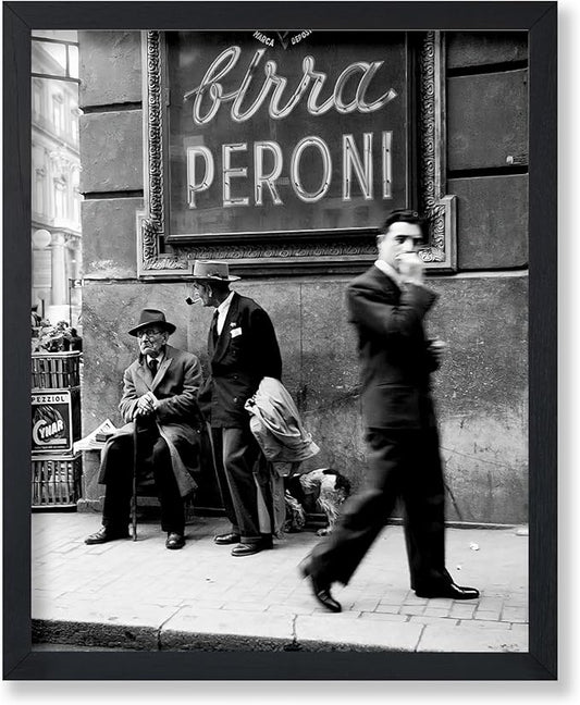 Poster Master Vintage Photograph Poster - Travel Print - Men in a Street of Napoli, Italy, Black & White, Minimalist - Gift for Artist, Friend - Wall Decor for Home, Office, 24x32 Unframed Wall Art