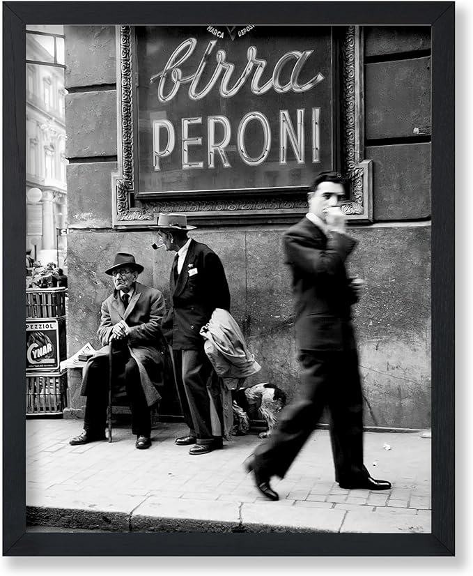 Poster Master Vintage Photograph Poster - Travel Print - Men in a Street of Napoli, Italy, Black & White, Minimalist - 16x20 UNFRAMED Wall Art - Gift for Artist, Friend - Wall Decor for Home, Office