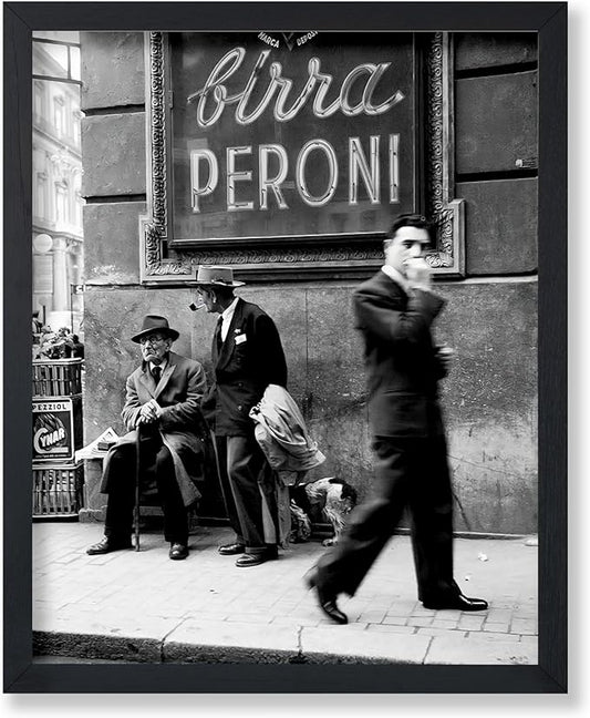 Poster Master Vintage Photograph Poster - Travel Print - Men in a Street of Napoli, Italy, Black & White, Minimalist - 11x14 UNFRAMED Wall Art - Gift for Artist, Friend - Wall Decor for Home, Office