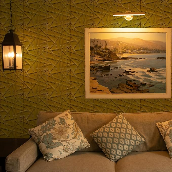 3D Wall Panels for Interior Wall Decor, 11.8''x11.8'' 33 Pack Accent Textured Wall Panels for Living Room, Gaming Room, TV Background, Cover 32 Sq.Ft (Brushed Gold)