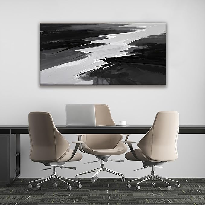 Black And White Wall Art Decor Canvas Art Wall Decor Minimalist Grey Abstract Wall Art Canvas Artwork Paintings Abstract Wall Decor Modern Bedroom Art Office 20"X 40"