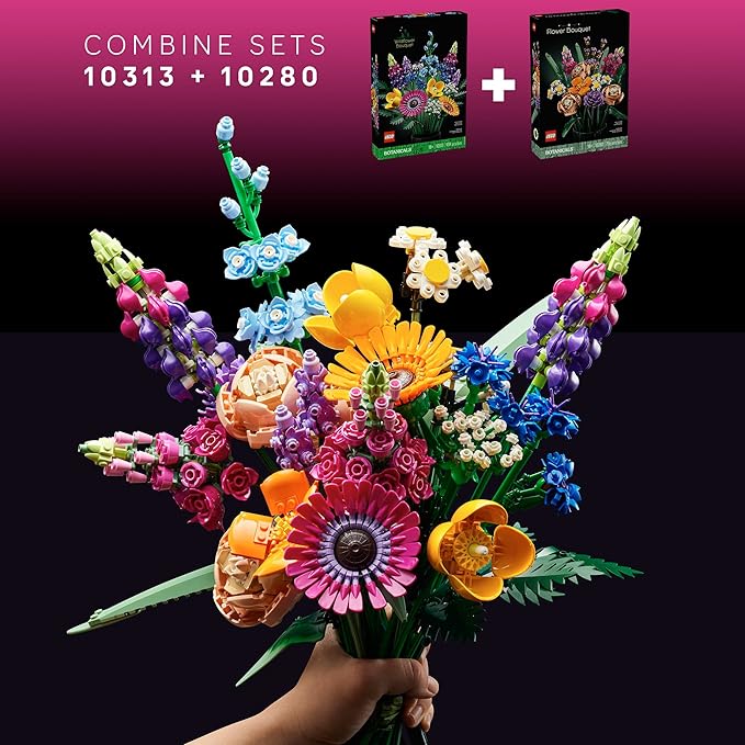 LEGO Botanicals Flower Bouquet Building Set - Artificial Flowers for Decoration for Home and Display, Ages 18+ - Small Fake Flowers for Table, Desk, Office - Gift for Birthdays - 10280
