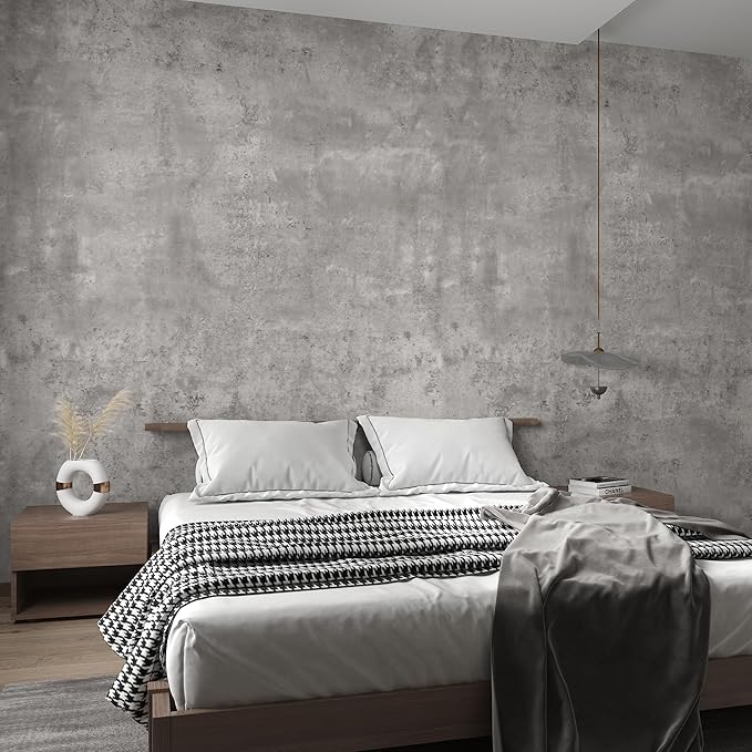 48"×79" Long Wide Thick Grey Concrete Wallpaper Peel and Stick Waterproof Light Gray Concrete Contact Paper Vinyl Textured Matte Industrial Cement Wall Stickers for Countertops Kitchen Island