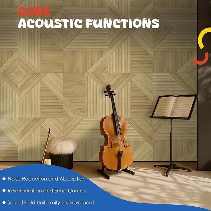 Large Acoustic Panels 6 Pack,Soundproof Wall Panels 23.6 x 23.6 Inches,Decorative Sound Panels,Self-Adhesive Acoustic Wall Panels for Home Studio Office, Harmony Geometric
