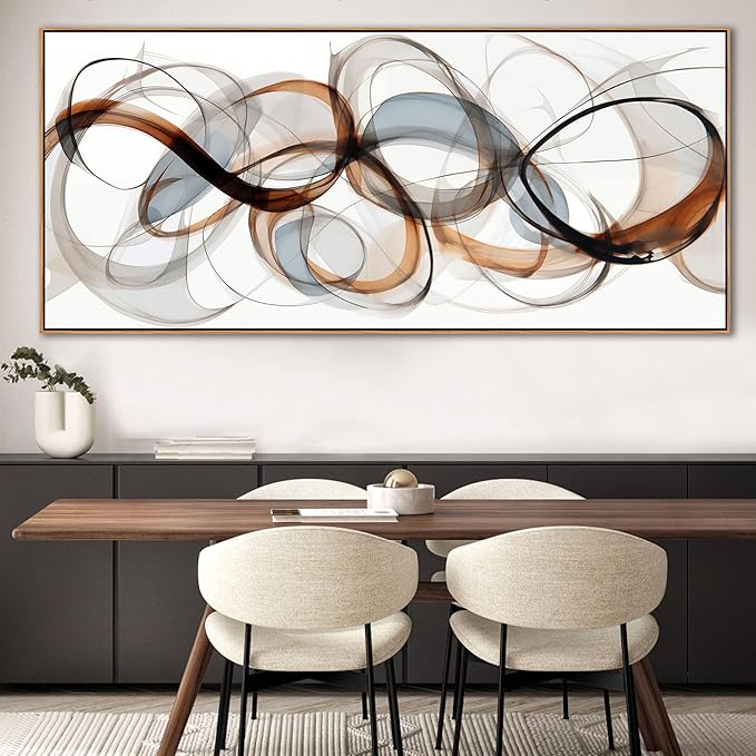 Large Abstract Framed Canvas Wall Art for Living Room, Bedroom, Office - Textured Brown Modern Artwork for Walls - Minimalist Home and dining room Decor Wood decorations