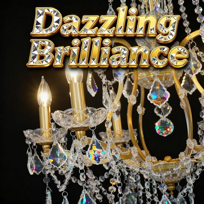 Antique Gold Crystal Chandeliers, Candle Pendant Ceiling Light Fixture 8-Lights Luxury Polished Golden Bronze Crystal Chandelier Adjustable Chain for Dining Living Room Foyer Hallway