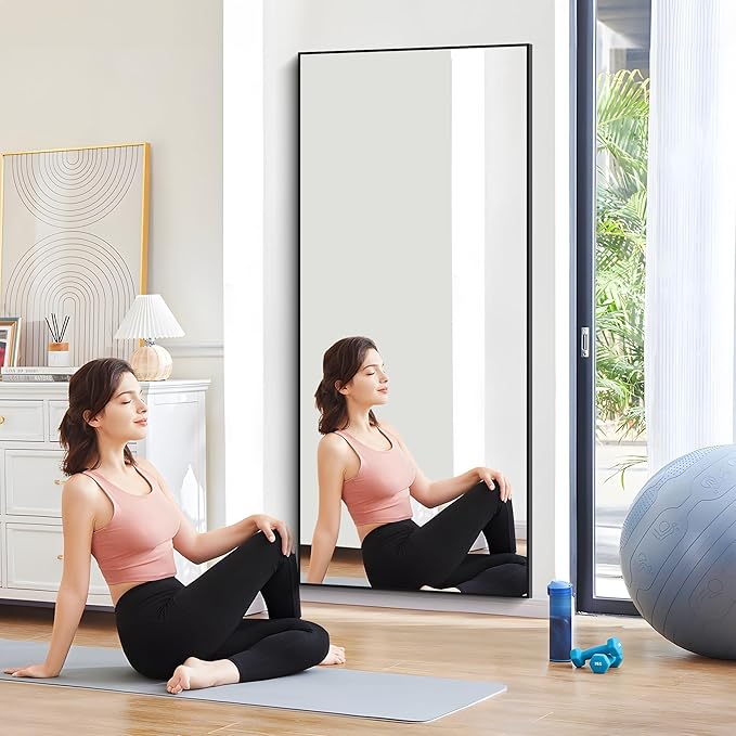 30x72inch Bathroom Mirror, Black Rectangle Mirror with Thin Frame, Large Rectangular Wall Mirrors for Bathroom, Living Roomm, Hair Salon, Big Farmehouse Mirror Hang Horizontal/Vertical