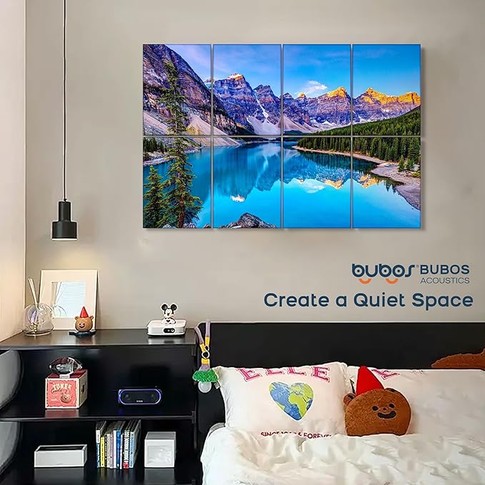 BUBOS 8 Pack Art Acoustic Panels Soundproof Wall Panel,47.2X31.4 Inches Sound Absorbing Panel,Self-Adhesive Decorative Acoustical Wall Panels, Acoustic Treatment for Ceiling Home Office（Banff Park）