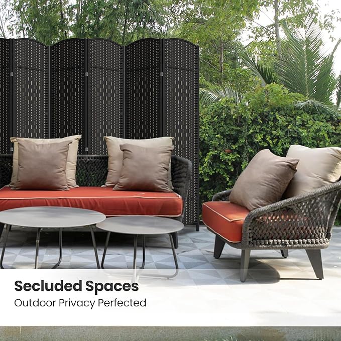 8 Panel Room Divider,6Ft Folding Privacy Screen,Tall - Extra Wide Foldable Panel Partition Wall Divider with Diamond Double-Weaved Hand-Woven Design Room Screen Divider