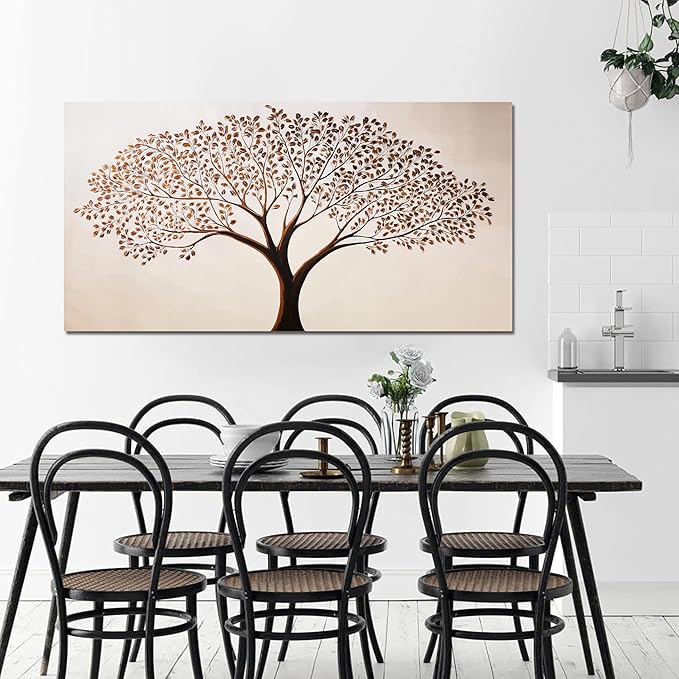 Canvas Art Wall Decor Modern Tree of Life Wall Art Prints Minimalist Botanical Wall Art Decorations Wall Art Pictures for Living Room Browm Artwork for Walls Bedroom Office Decor Aesthetic 20" X 40"