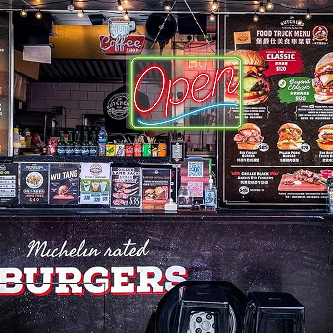 Open Neon Sign Definition Bar Signs, Led USB Powered Bright Open Neon Light for Wall Decor Bar Pub Man Cave Party Art Decor