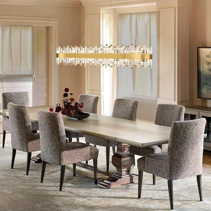 Modern Chandelier, 20-Lights 2 Tiers Gold Rectangular Chandeliers for Dining Room, 52'' Luxury K9 Raindrop Crystal Chandeliers, Adjustable Kitchen Island Chandelier for Living Room, Foyer Entryway