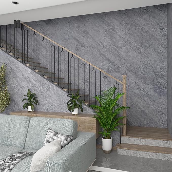 48"×197" Large Size Extra Wide Thick Grey Concrete Wallpaper Peel and Stick 3D Industrial Vinyl Matte Textured Removable Gray Concrete Contact Paper for Bedroom Bathroom Gym Office's Walls