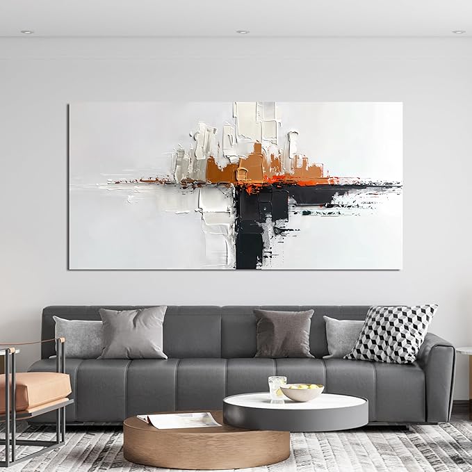 Abstract Large Wall Art Decor Modern Wall Art Pictures for Living Room Abstract Canvas Art Wall Decor Minimalist Black and White Wall Art Prints Artwork for Walls Bedroom Office Home Decor 24" X 48"