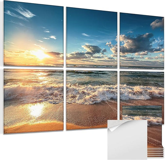 Art Acoustic Panels, 72"x48"x0.4" Sound Absorbing Panels,Better Sound Panels than Soundproof Foam,Self adhesive Soundproof Wall Panels for Recording Studio, BEACH